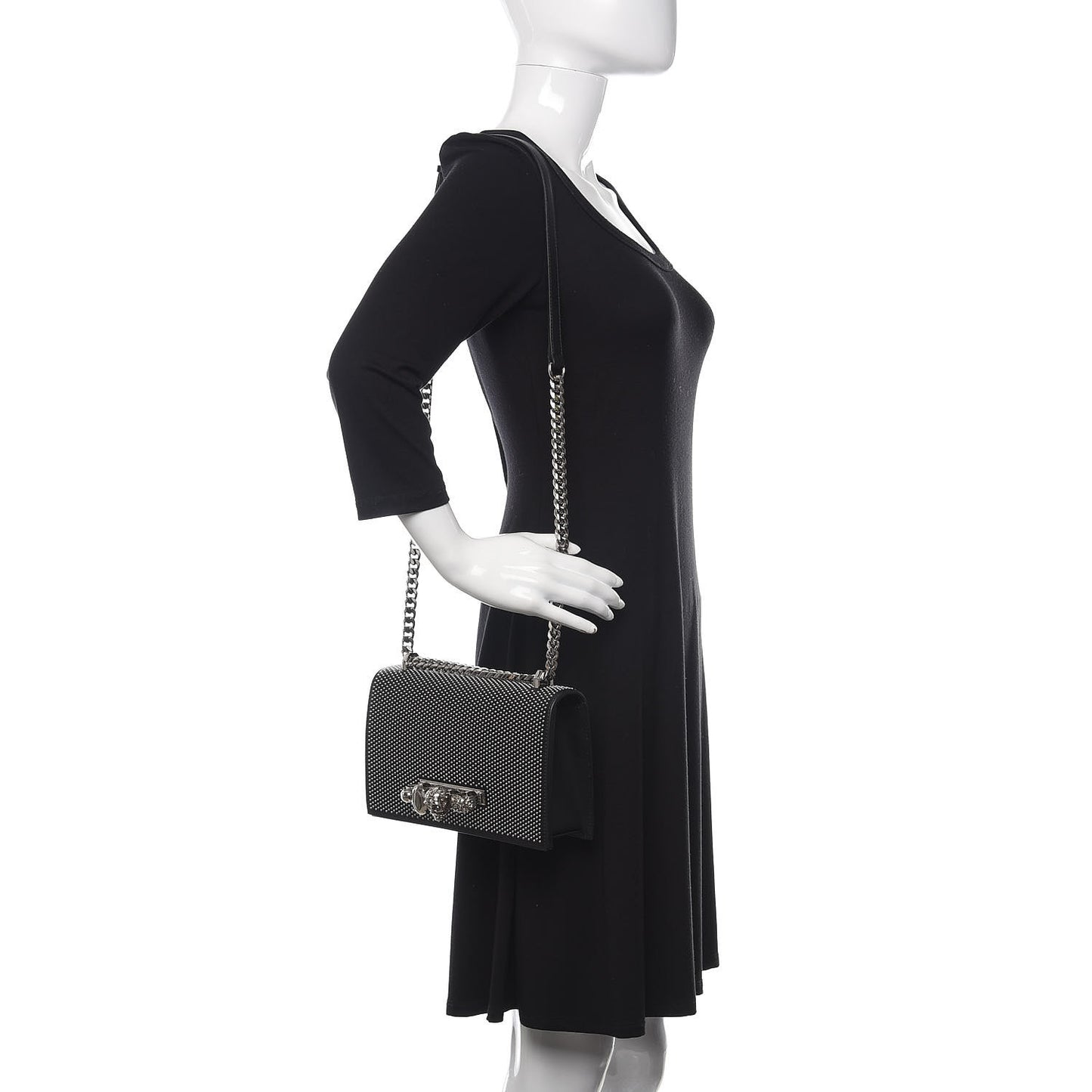 Calfskin Studded Knuckle Crossbody Bag Black