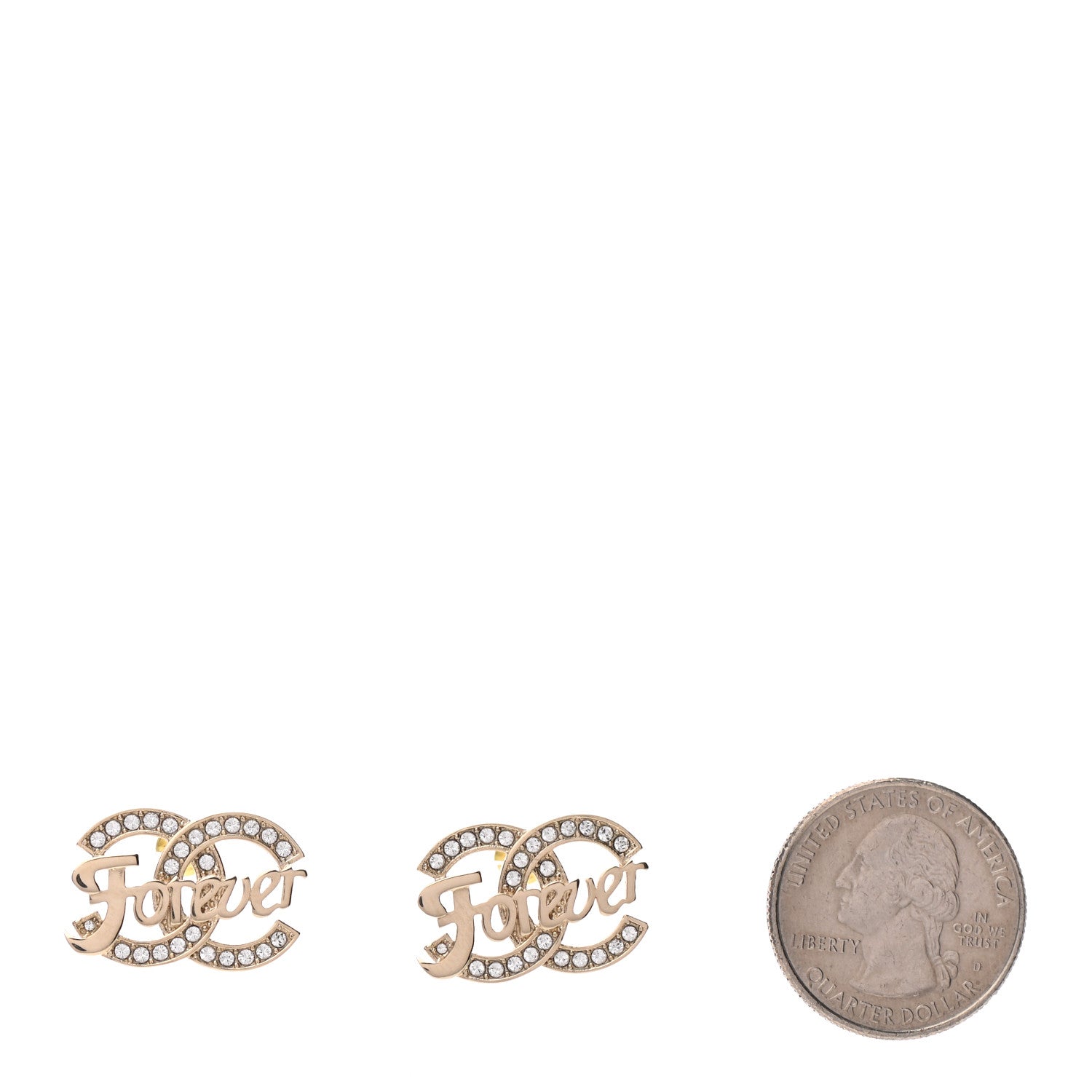 Chanel Crystal CC Forever Earrings Gold 2 of 4