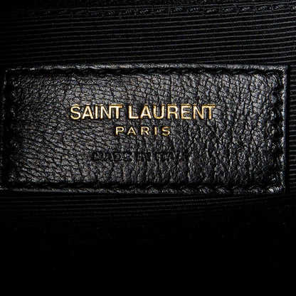 Saint Laurent Grain De Poudre Matelasse Chevron Large Monogram Satchel Black 7 of 11