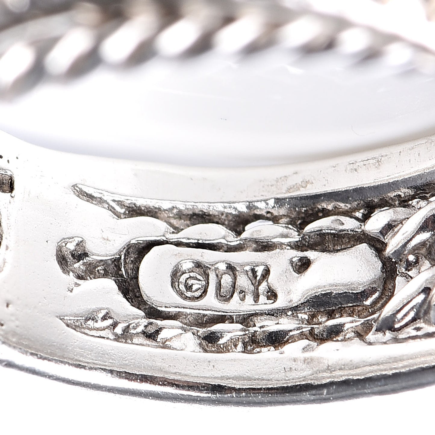 Sterling Silver 14K White Gold Diamond 7mm Crossover Ring 47 4.25