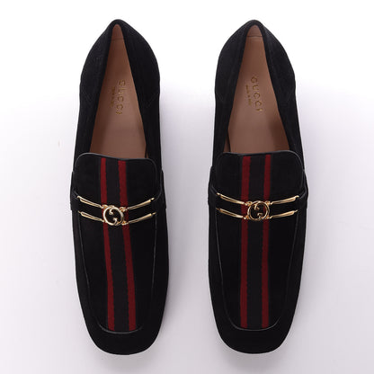 Gucci Suede Web Womens Loafers 42 Black 5 of 12