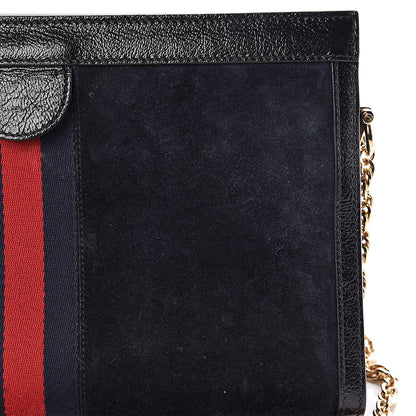 Gucci Suede Patent Web Dragon Embroidered Medium Ophidia Chain Shoulder Bag Blue Multicolor Black 18 of 22