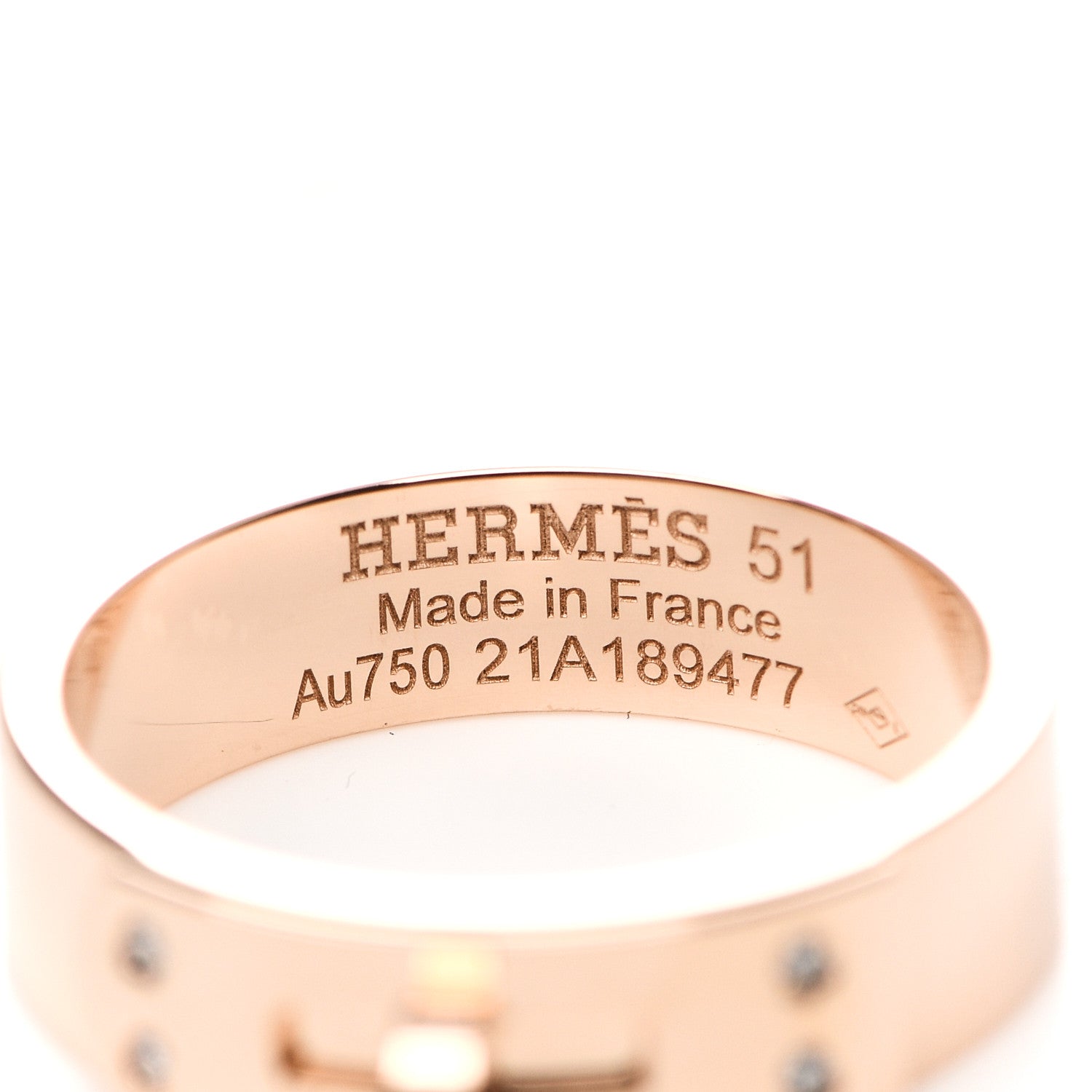 Hermes 18K Rose Gold Diamond PM Kelly Ring 51 5.75 4 of 5