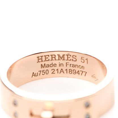 Hermes 18K Rose Gold Diamond PM Kelly Ring 51 5.75 4 of 5