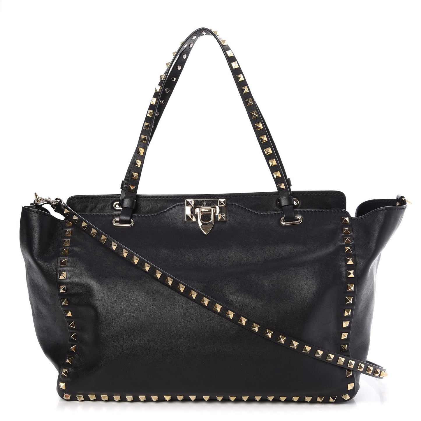 Vitello Medium Rockstud Tote Black