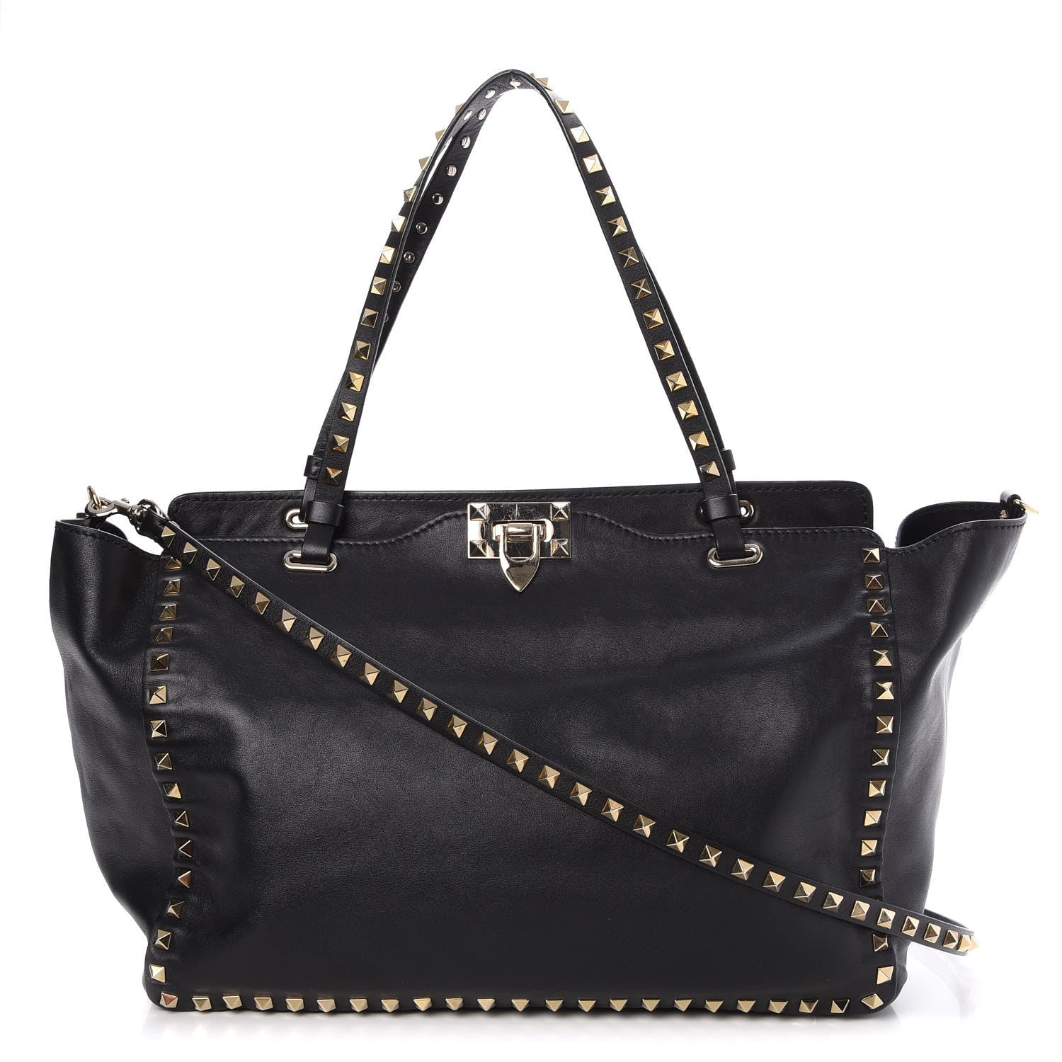 Valentino Garavani Vitello Medium Rockstud Tote Black 1 of 12