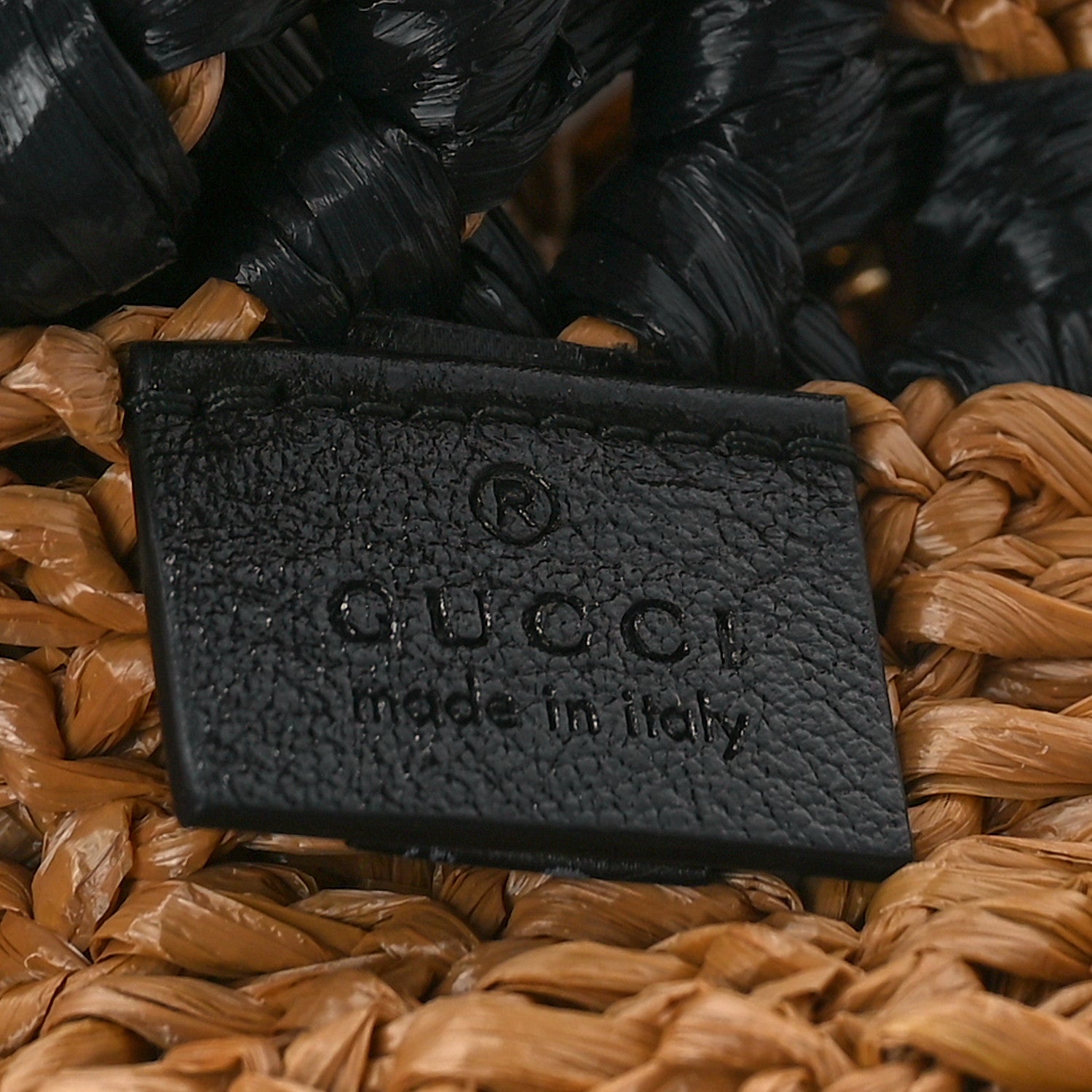 Gucci Raffia Effect Large GG Marmont Shoulder Tote Bag Natural Black 6 of 12