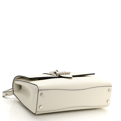 Jimmy Choo Calfskin Crystal Medium Cheri Top Handle Bag Milk 4 of 11