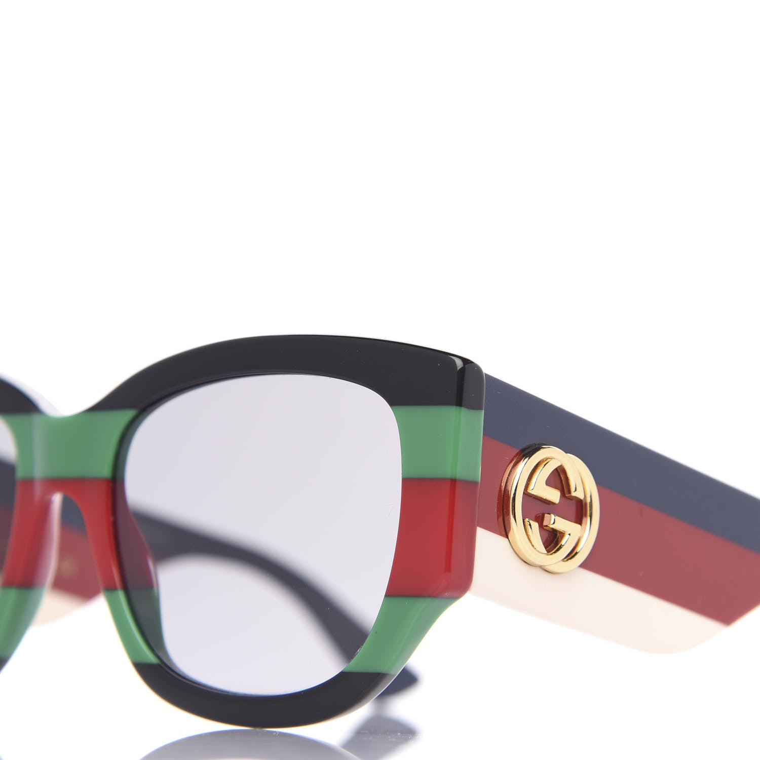 Gucci Acetate Web Oversized Frame Rectangle Sunglasses GG0276S Black Multicolor 5 of 7