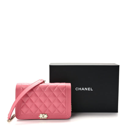 Chanel Caviar Quilted Boy Wallet On Chain WOC Pink 11 of 11