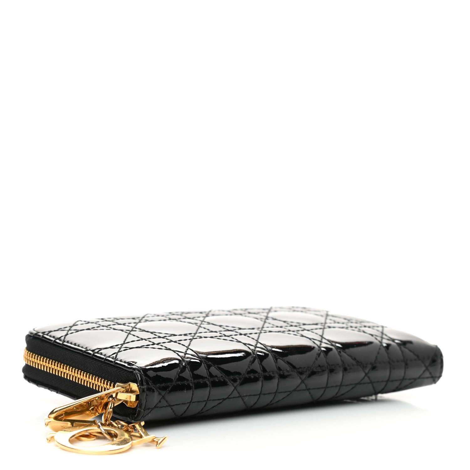 Christian Dior Patent Cannage Lady Dior Continental Zip Wallet Black 4 of 7