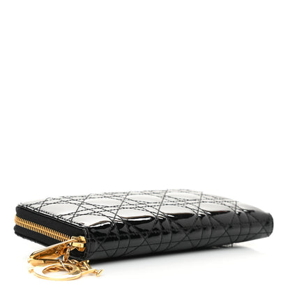 Christian Dior Patent Cannage Lady Dior Continental Zip Wallet Black 4 of 7
