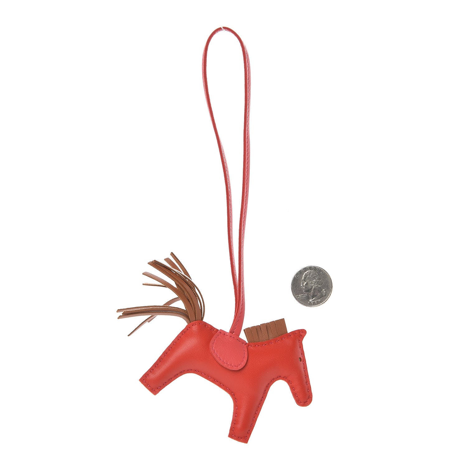 Hermes Milo Lambskin Grigri Rodeo Horse Bag Charm PM Rouge Indien Gold Bougainvillea 2 of 4