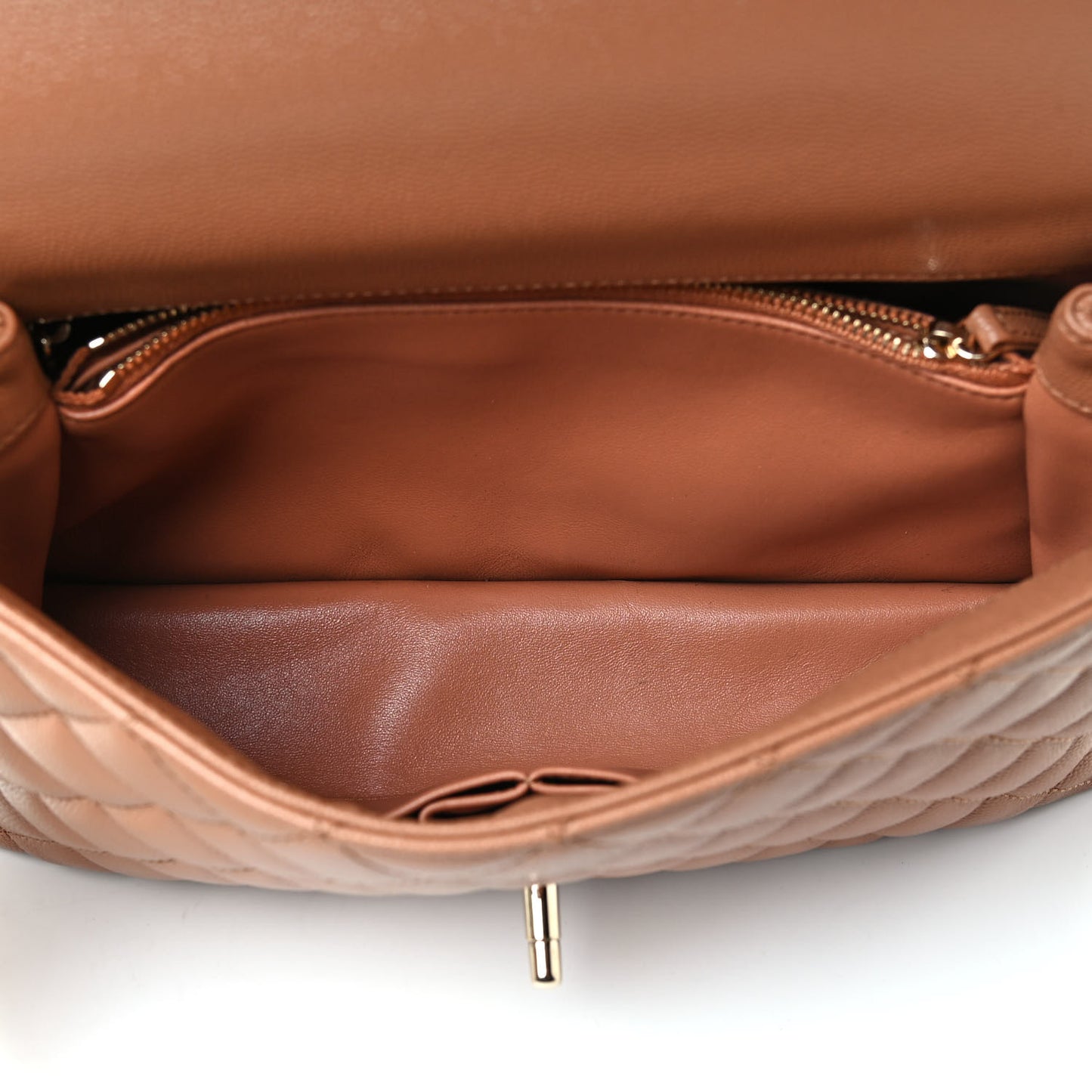Caviar Quilted Small Coco Handle Flap Brown