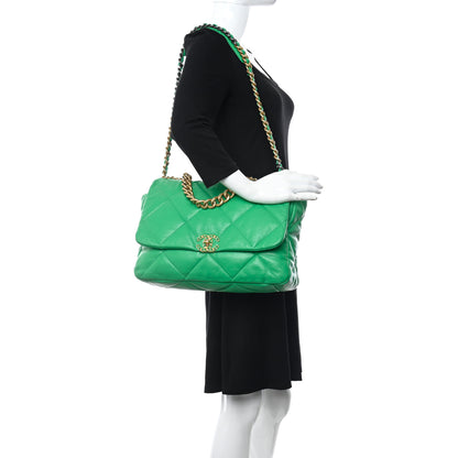 Chanel Lambskin Quilted Maxi Chanel 19 Flap Green 2 of 11