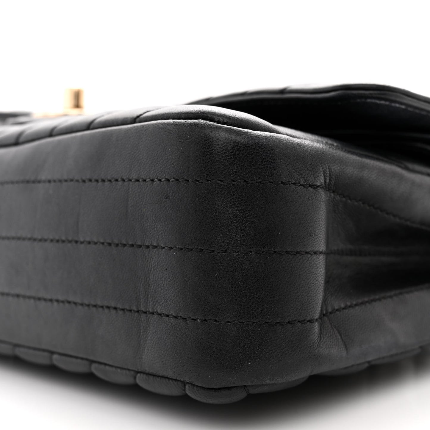 Lambskin Chevron Quilted Medium Double Flap Black