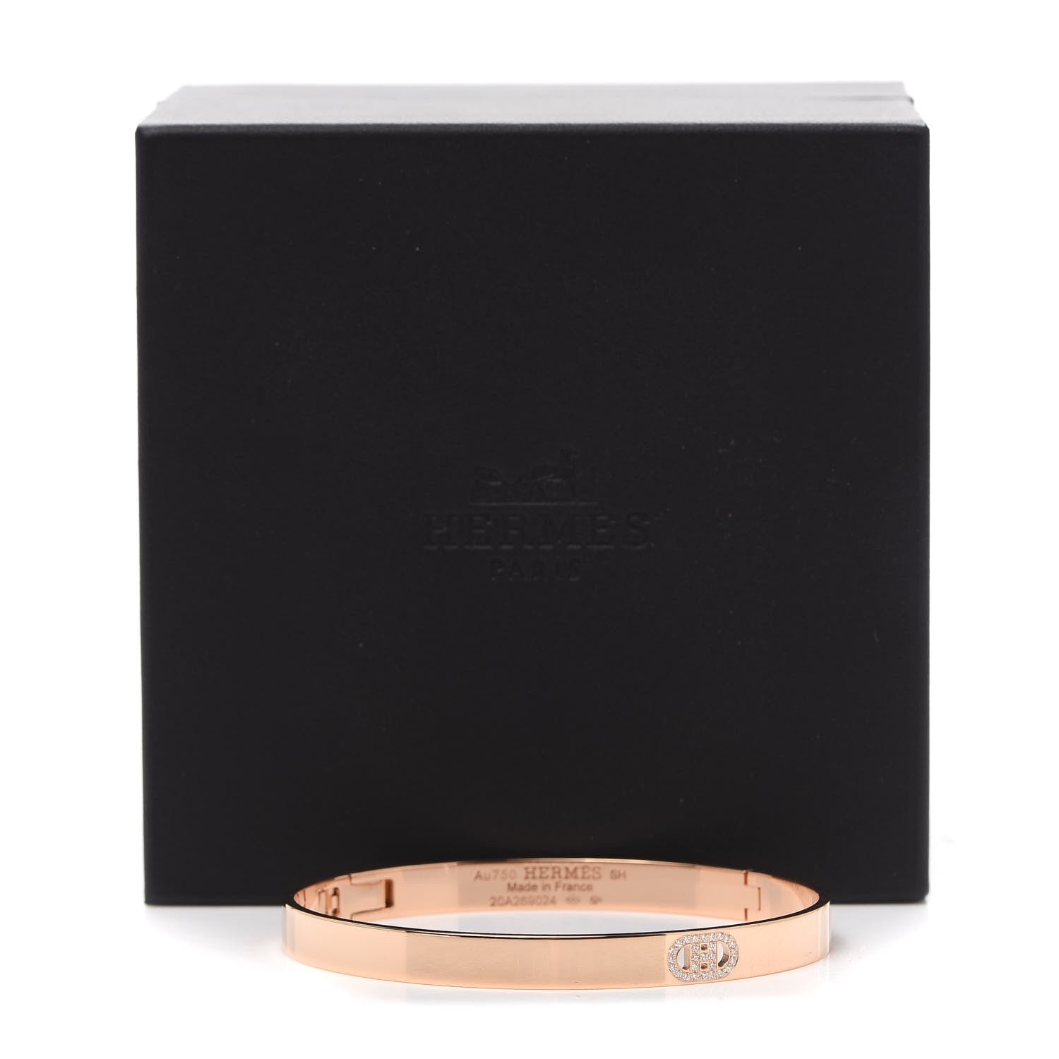 Hermes 18K Rose Gold Diamond PM H D'Ancre Bracelet SH 6 of 6