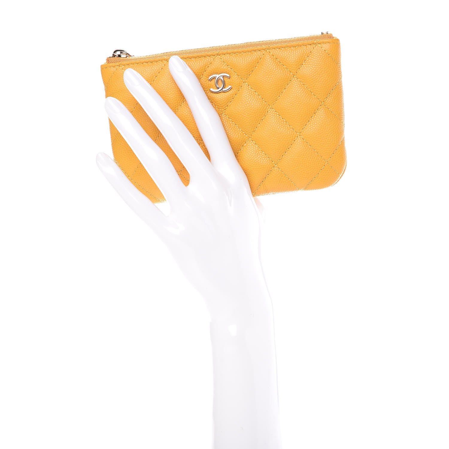 Chanel Caviar Quilted Small Cosmetic Case Yellow 2 of 8