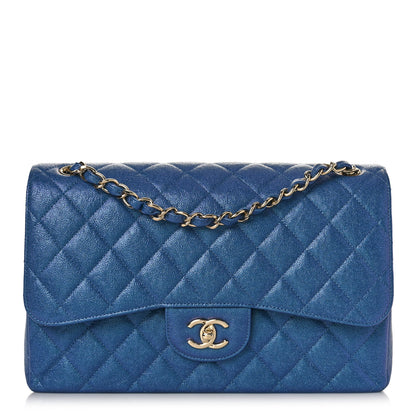 Chanel Iridescent Caviar Quilted Jumbo Double Flap Dark Blue 1 of 9
