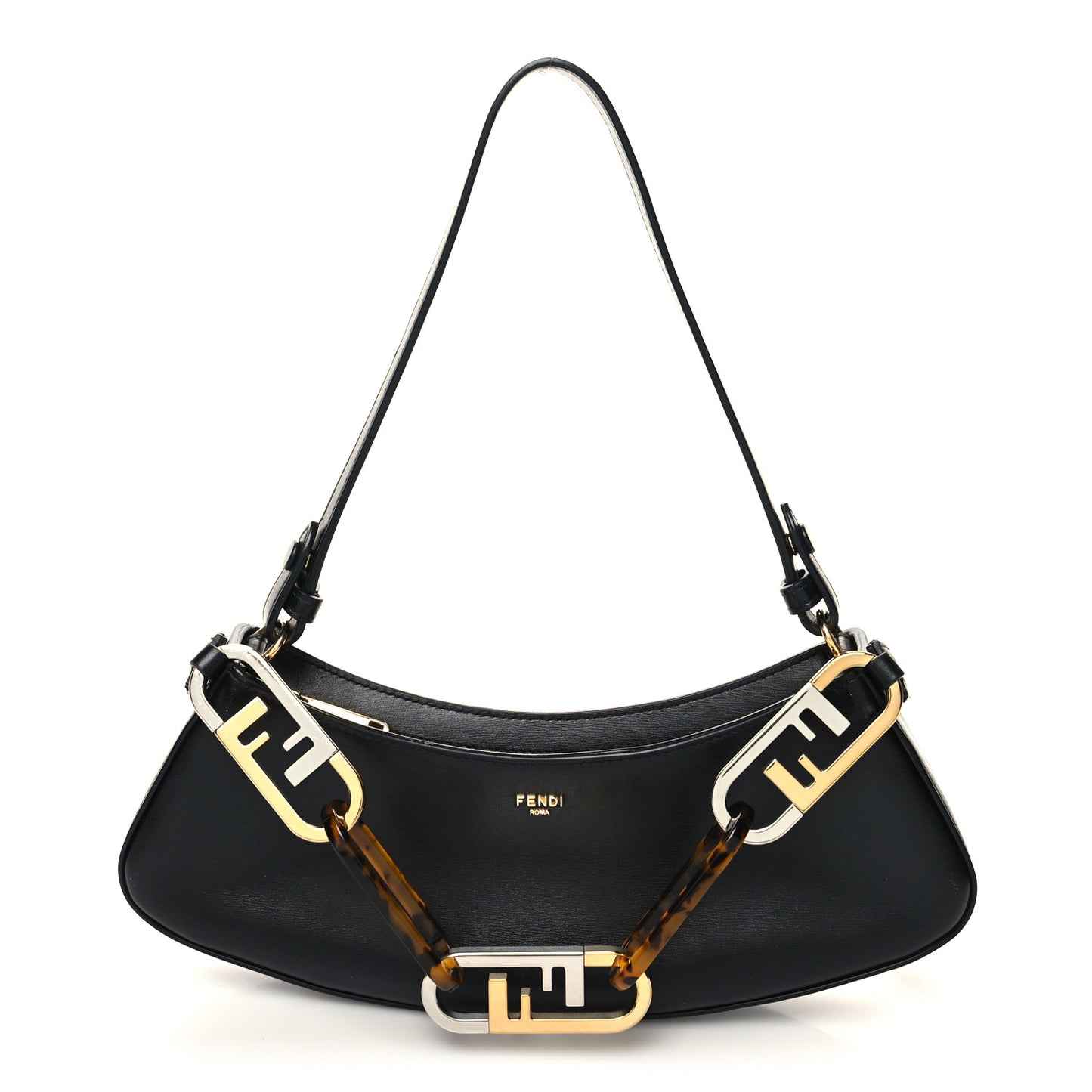Vitello Queen Palmellato Fendi O'Lock Swing Black
