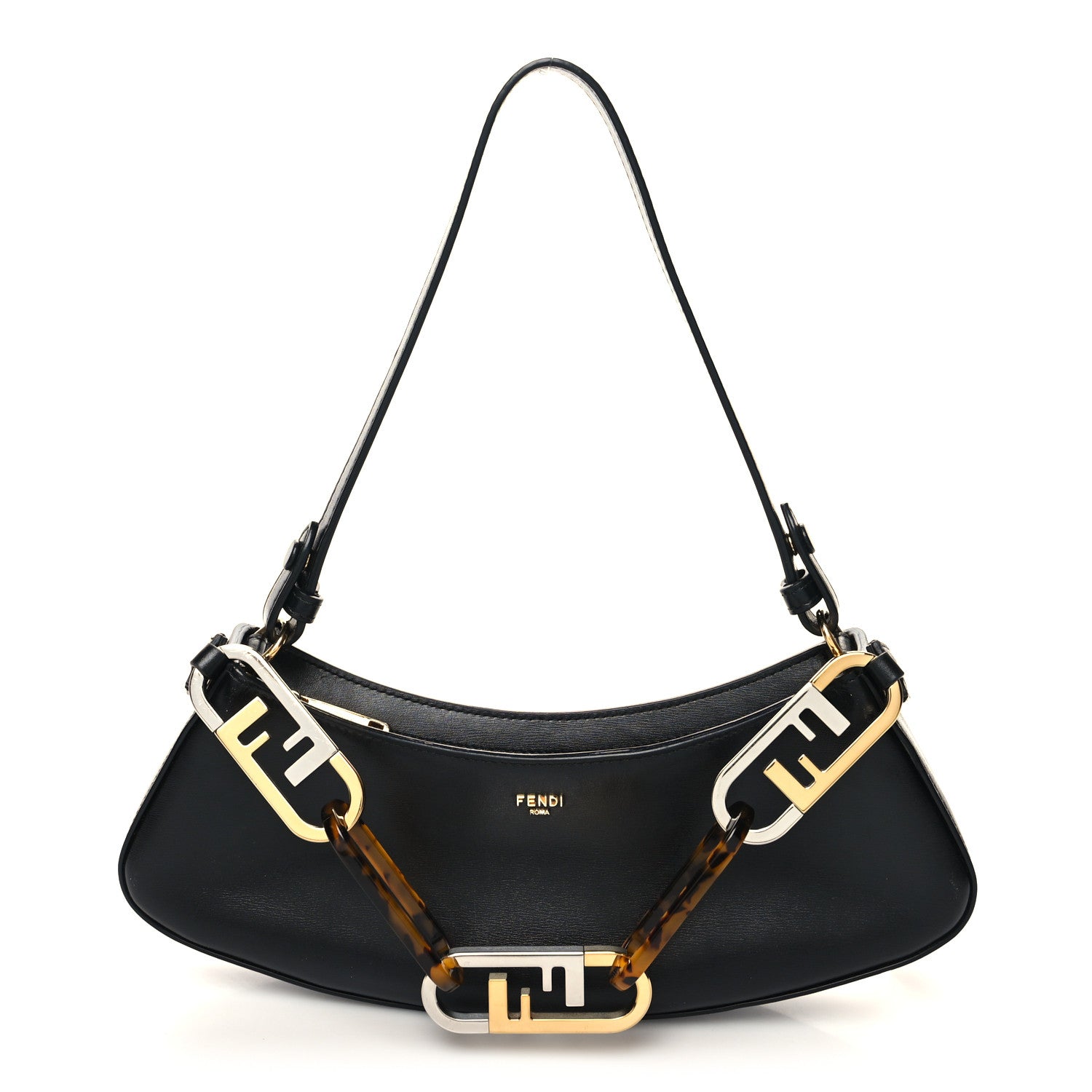 Fendi Vitello Queen Palmellato Fendi O'Lock Swing Black 1 of 10