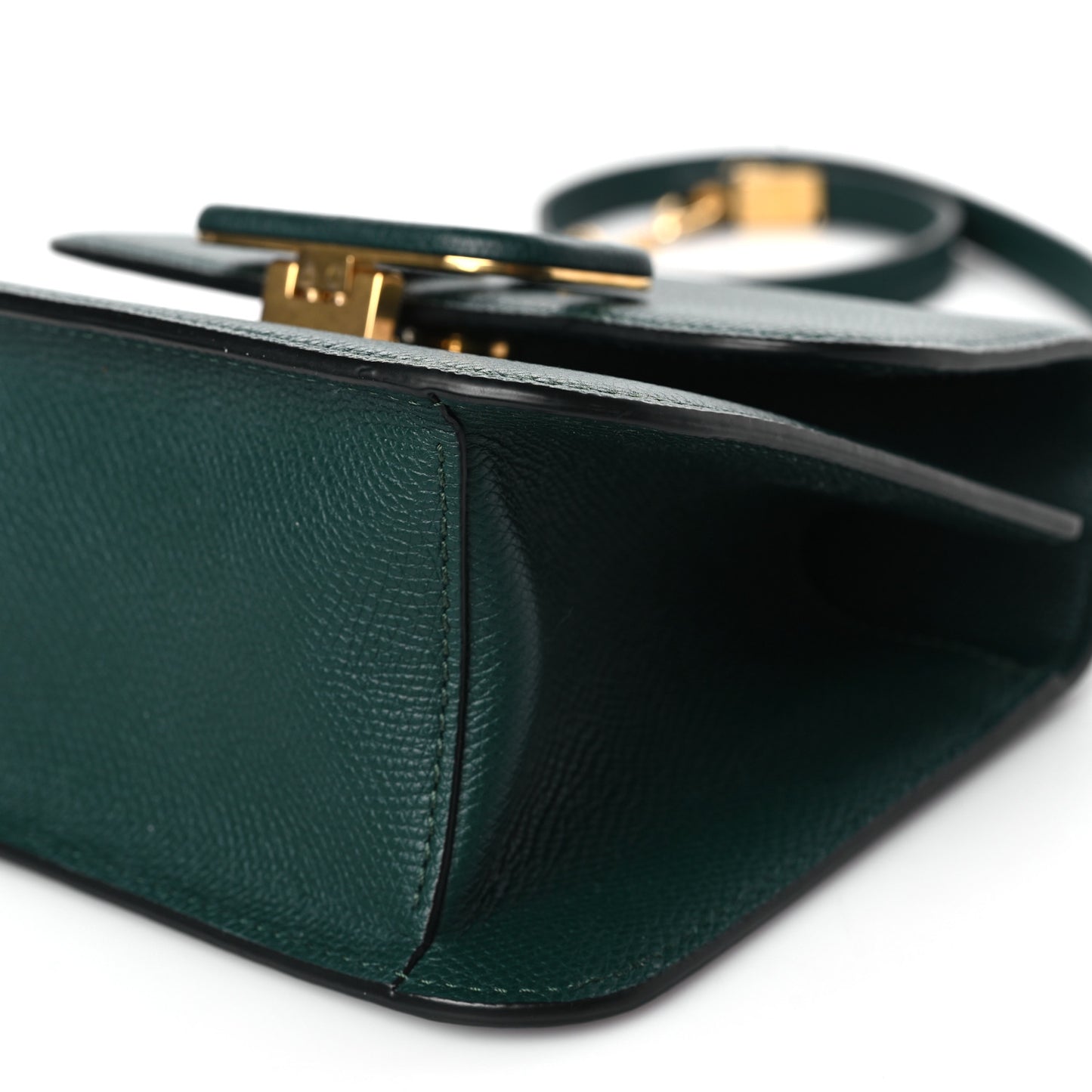 Grainy Calfskin Small VSling Shoulder Bag English Green