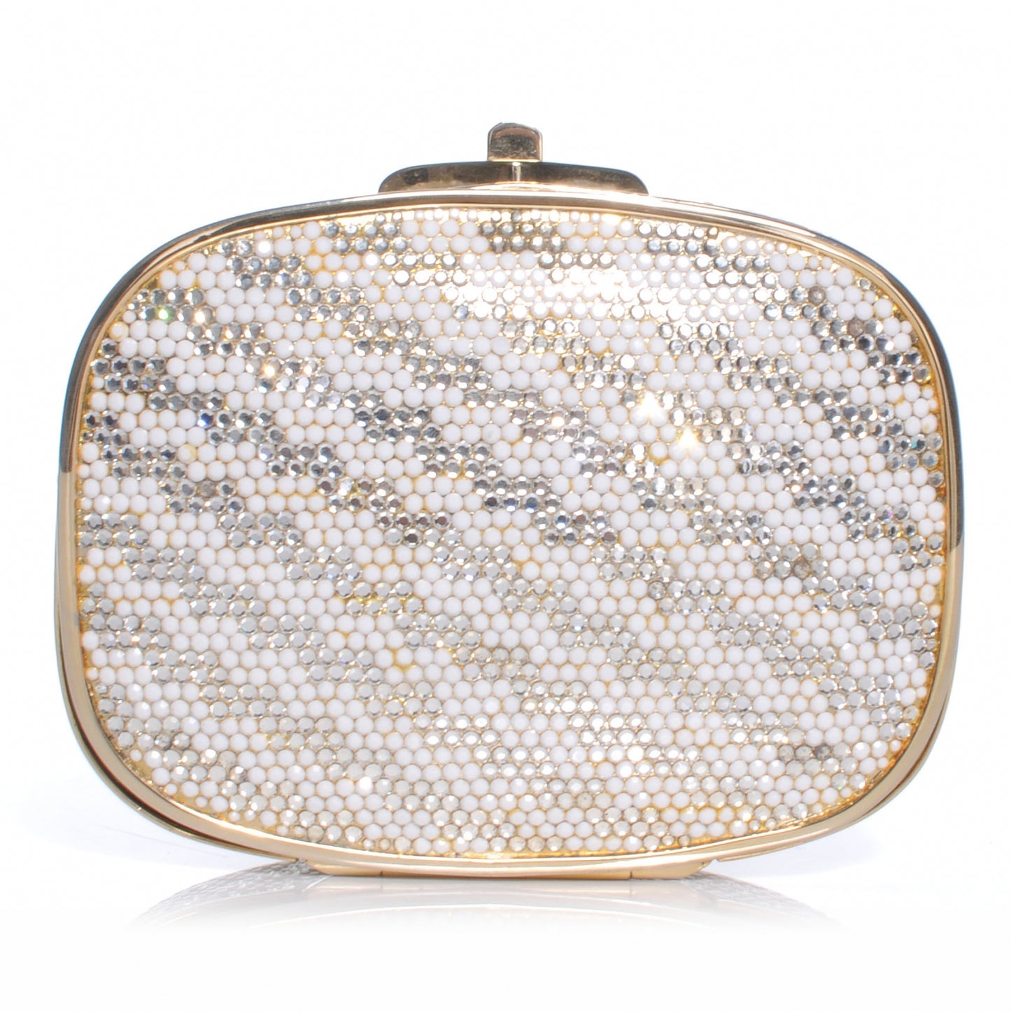 Crystal Herringbone Clutch Gold