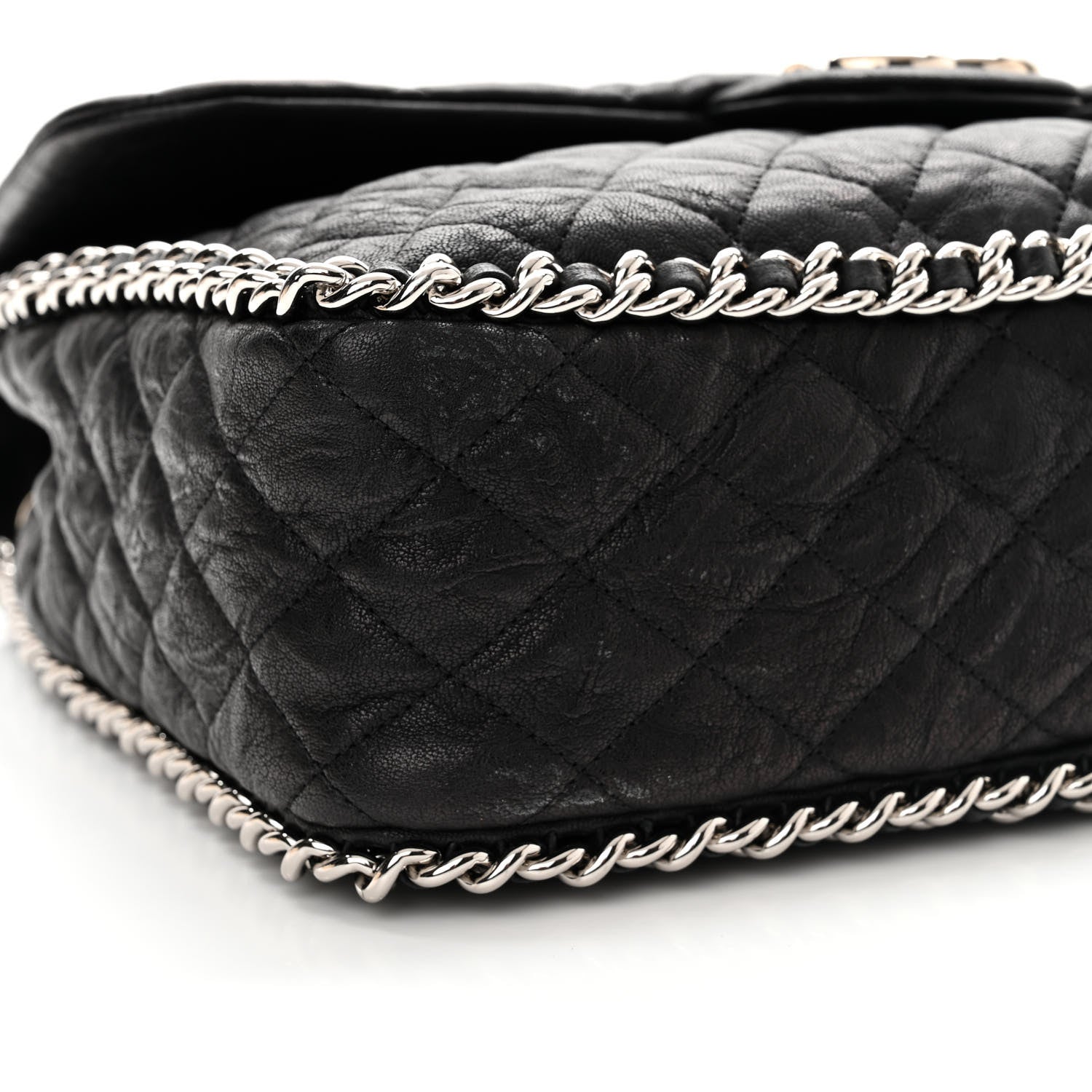 Chanel Washed Lambskin Quilted Maxi Chain Around Flap Black 9 of 11