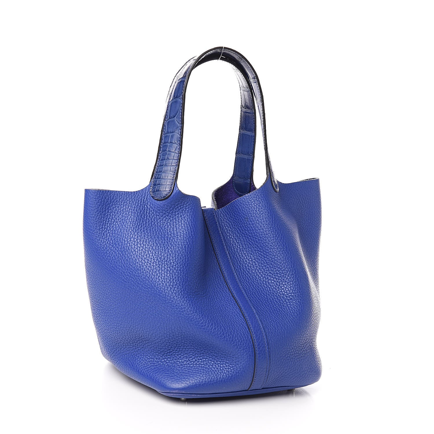 Hermes Taurillon Clemence Matte Alligator Picotin Lock Touch 22 MM Bleu Electrique 3 of 12