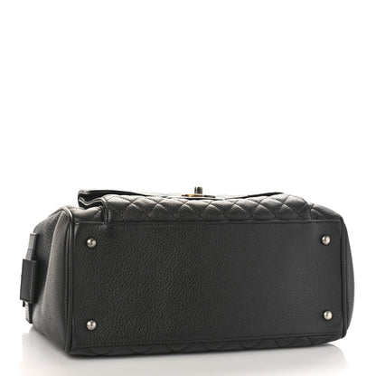 Chanel Grained Calfskin Quilted Large Casual Pocket Bowling Bag Black 4 of 9