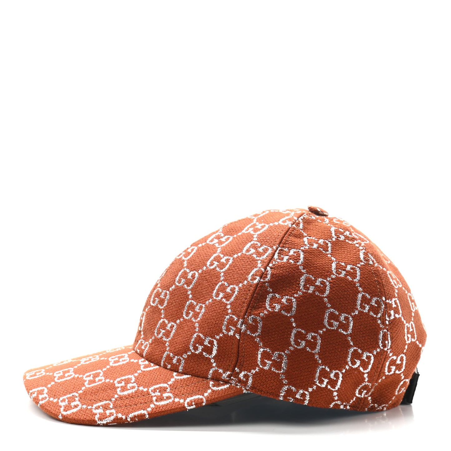 Canvas Lame GG Monogram Rush Baseball Hat M Burnt Orange Silver