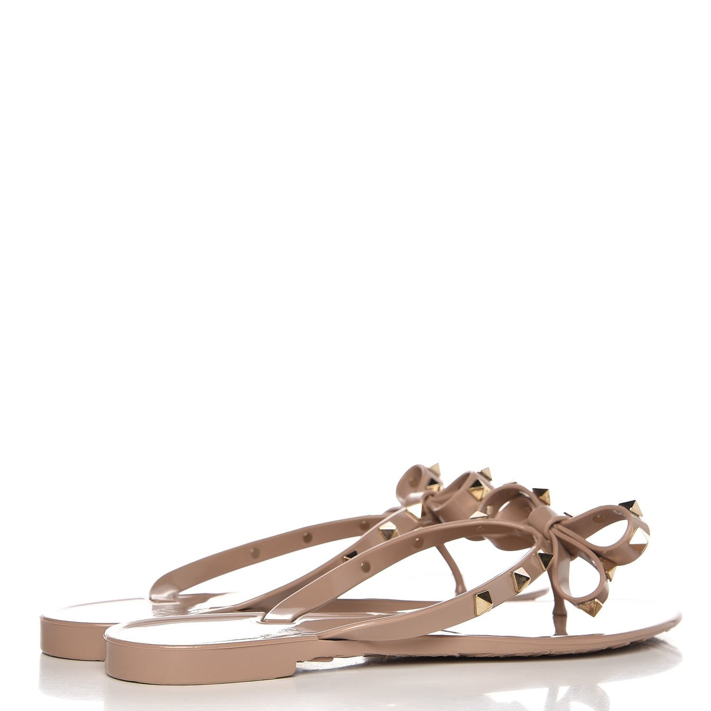 PVC Jelly Rockstud Bow Thong Sandals 38 Poudre