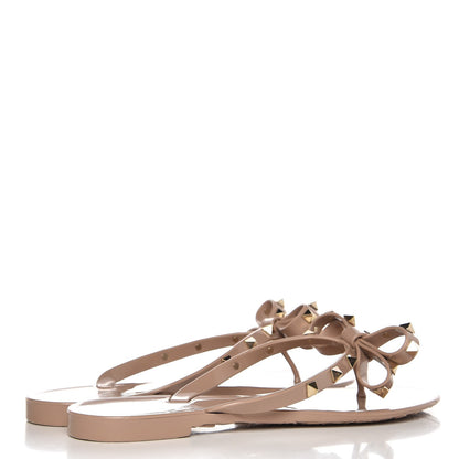Valentino Garavani PVC Jelly Rockstud Bow Thong Sandals 38 Poudre 4 of 9