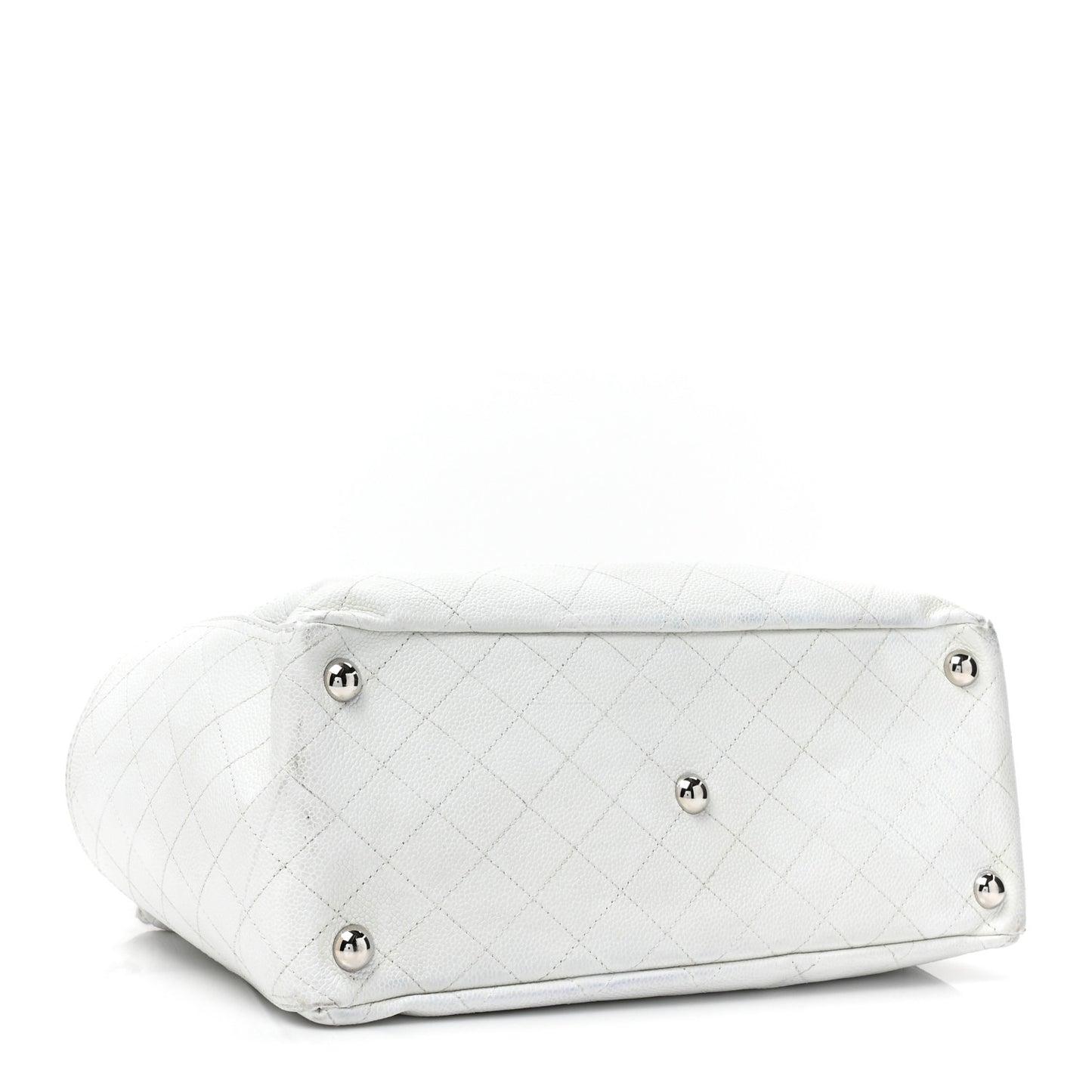 Grained Calfskin CC Pocket Tote White