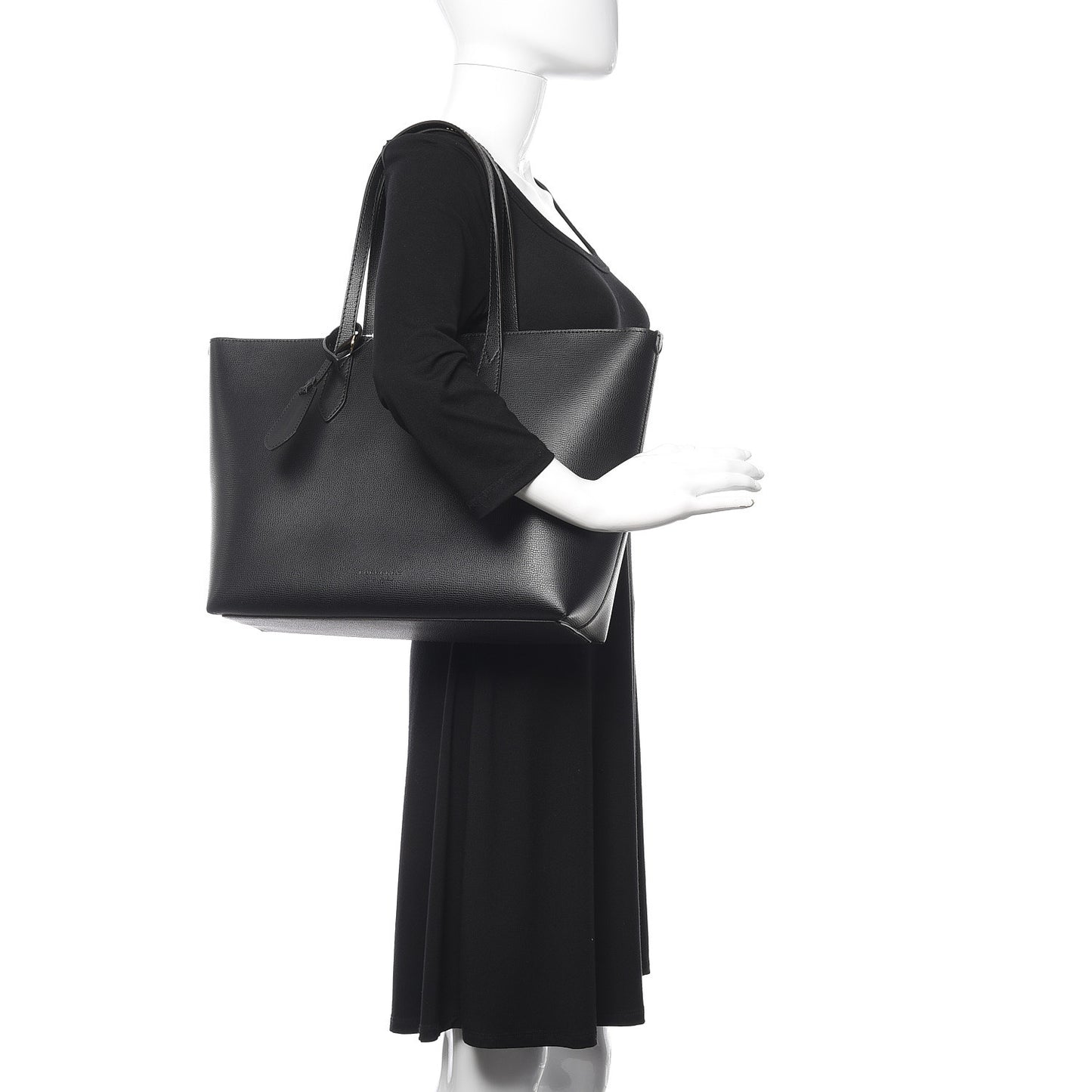 Grainy Calfskin Haymarket Colours Check Medium Zip Tote Black
