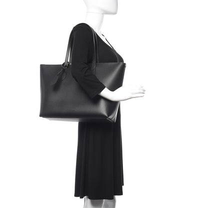 Burberry Grainy Calfskin Haymarket Colours Check Medium Zip Tote Black 2 of 10