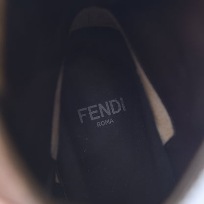 Fendi Glazed Fabric FF 1974 Cutwalk Ankle Boots 37 Mogano Panna 9 of 13