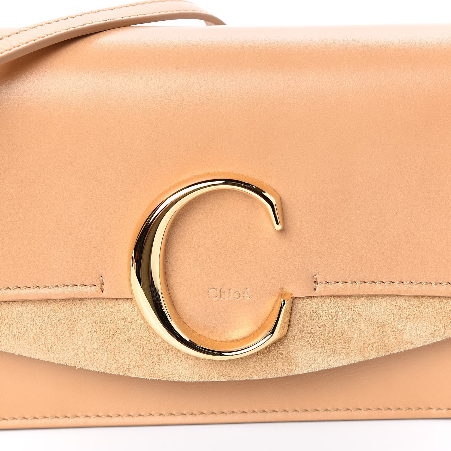 Chloe Calfskin Suede C Clutch With Chain Bleached Brown 10 of 10