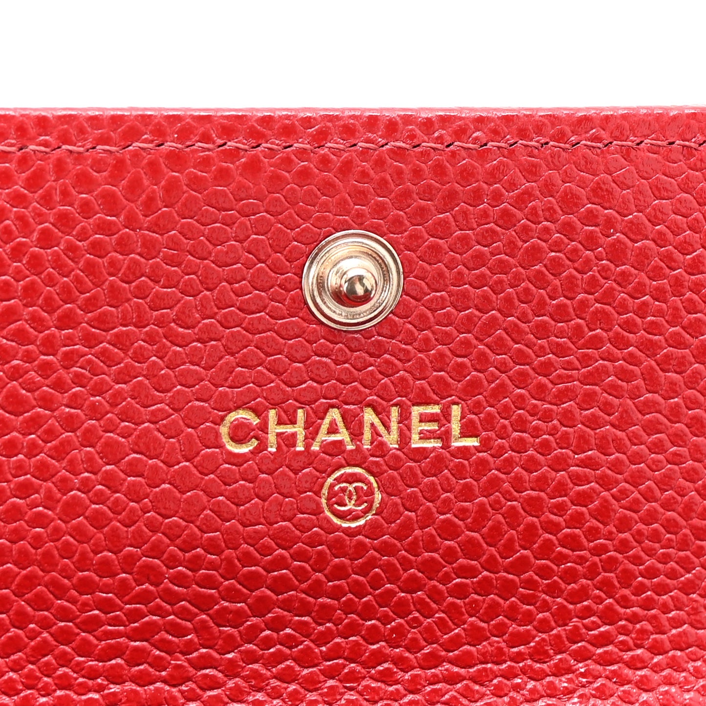 Caviar Quilted Boy Flap Card Holder Wallet Red