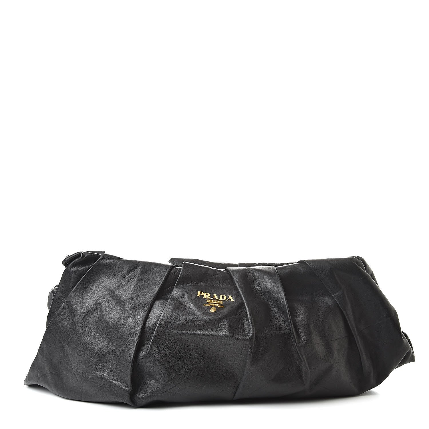Prada Nappa Pleated Clutch Black 1 of 9