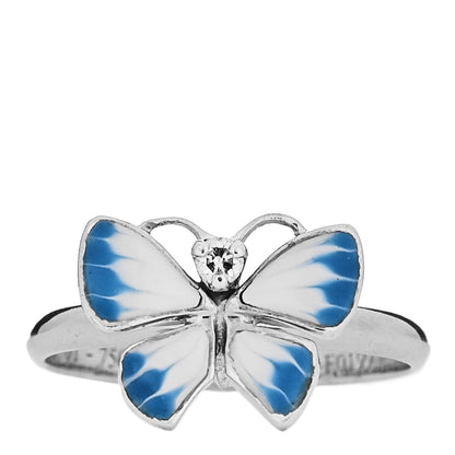 Christian Dior 18K White Gold Enamel Diamond Butterfly Ring 51 5.75 1 of 4