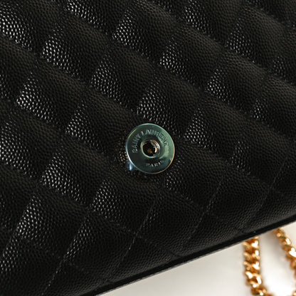 Saint Laurent Grain De Poudre Textured Mixed Matelasse Triquilt Small Monogram Satchel Black 7 of 10