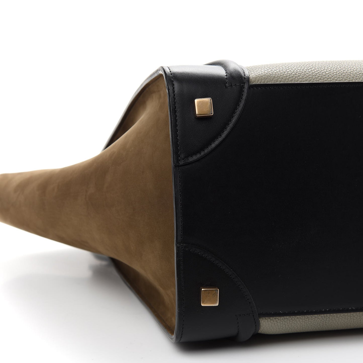 Baby Grained Calfskin Suede Mini Tri-Color Luggage Stone