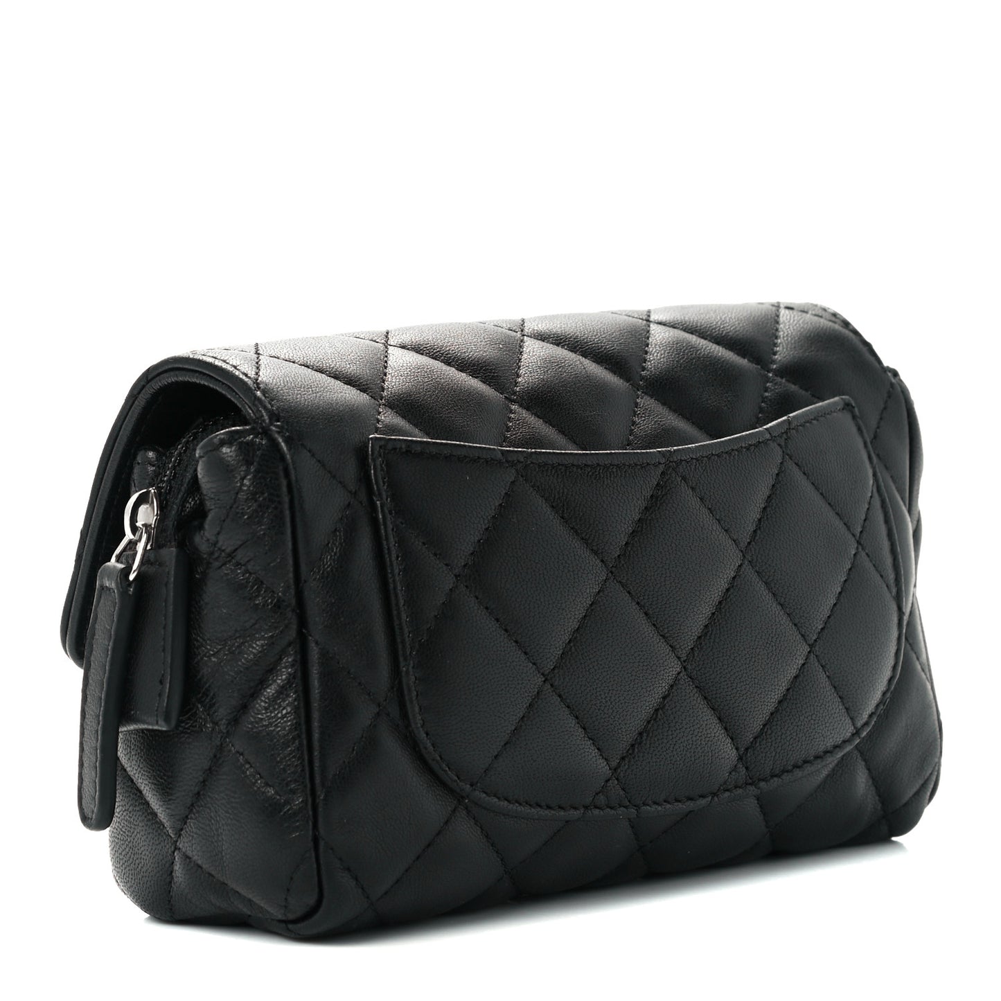Lambskin Quilted Flap Cosmetic Case Black