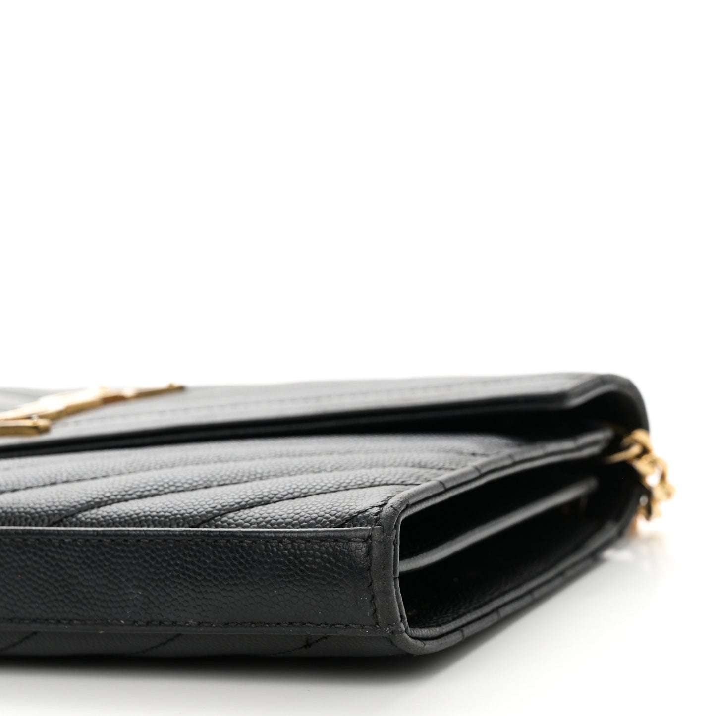 Grain De Poudre Matelasse Chevron Monogram Chain Wallet Black