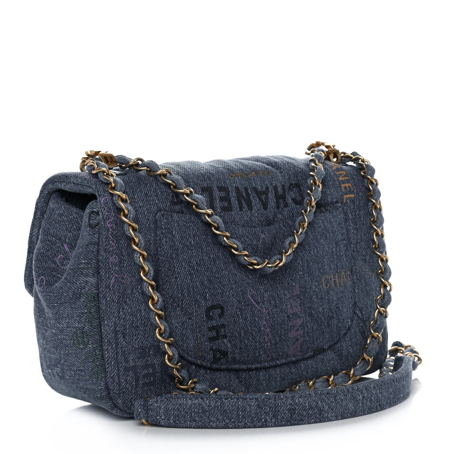 Denim Quilted Mini Denim Mood Rectangular Flap Blue Multicolor