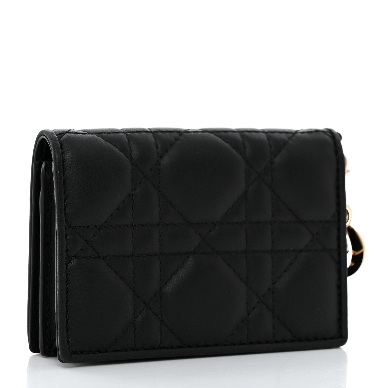 Christian Dior Lambskin Cannage Small Lady Dior Flap Card Holder Black 3 of 9