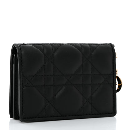 Christian Dior Lambskin Cannage Small Lady Dior Flap Card Holder Black 3 of 9