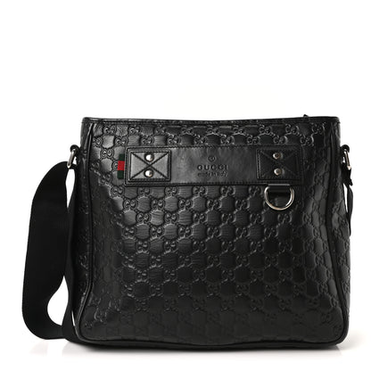 Gucci Guccissima Flat Messenger Bag Black 1 of 10