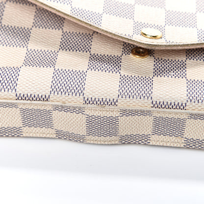 Louis Vuitton Damier Azur Pochette Felicie Chain Wallet Rose Ballerine 20 of 24